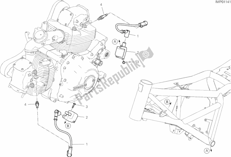 Todas as partes de Chicote De Fiação (bobina) do Ducati Scrambler Cafe Racer Thailand USA 803 2019